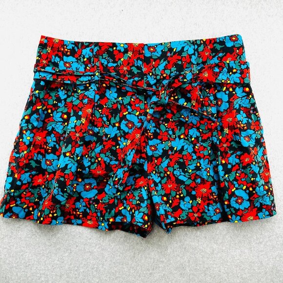 NWT Derek Lam 10 Crosby Floral High Waisted Belted Shorts Sz 16 Paper Bag Waist - Picture 1 of 12